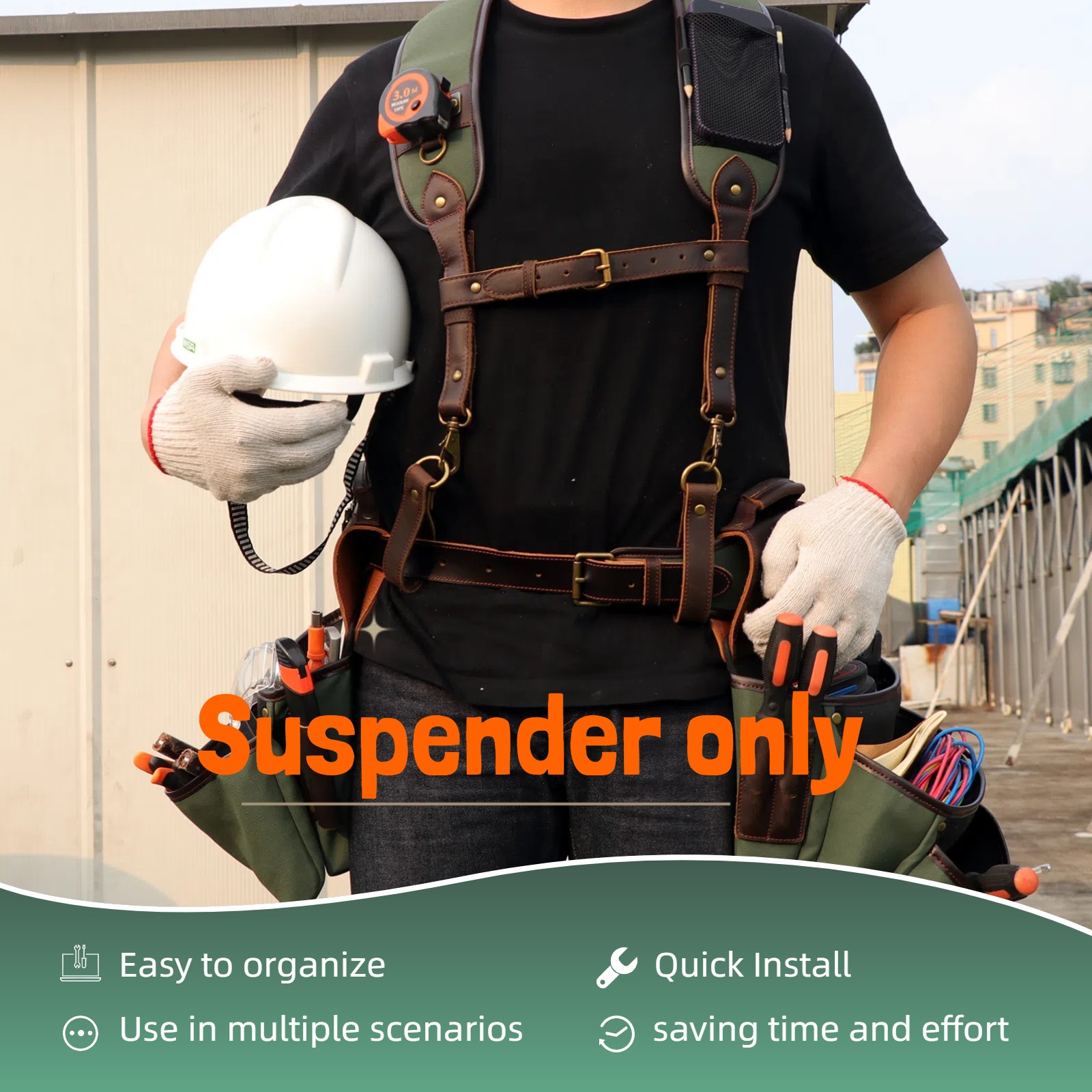 Tourbon Tool Harness Suspenders Carpenter Rig Bag Electrician Tools Belt Bag