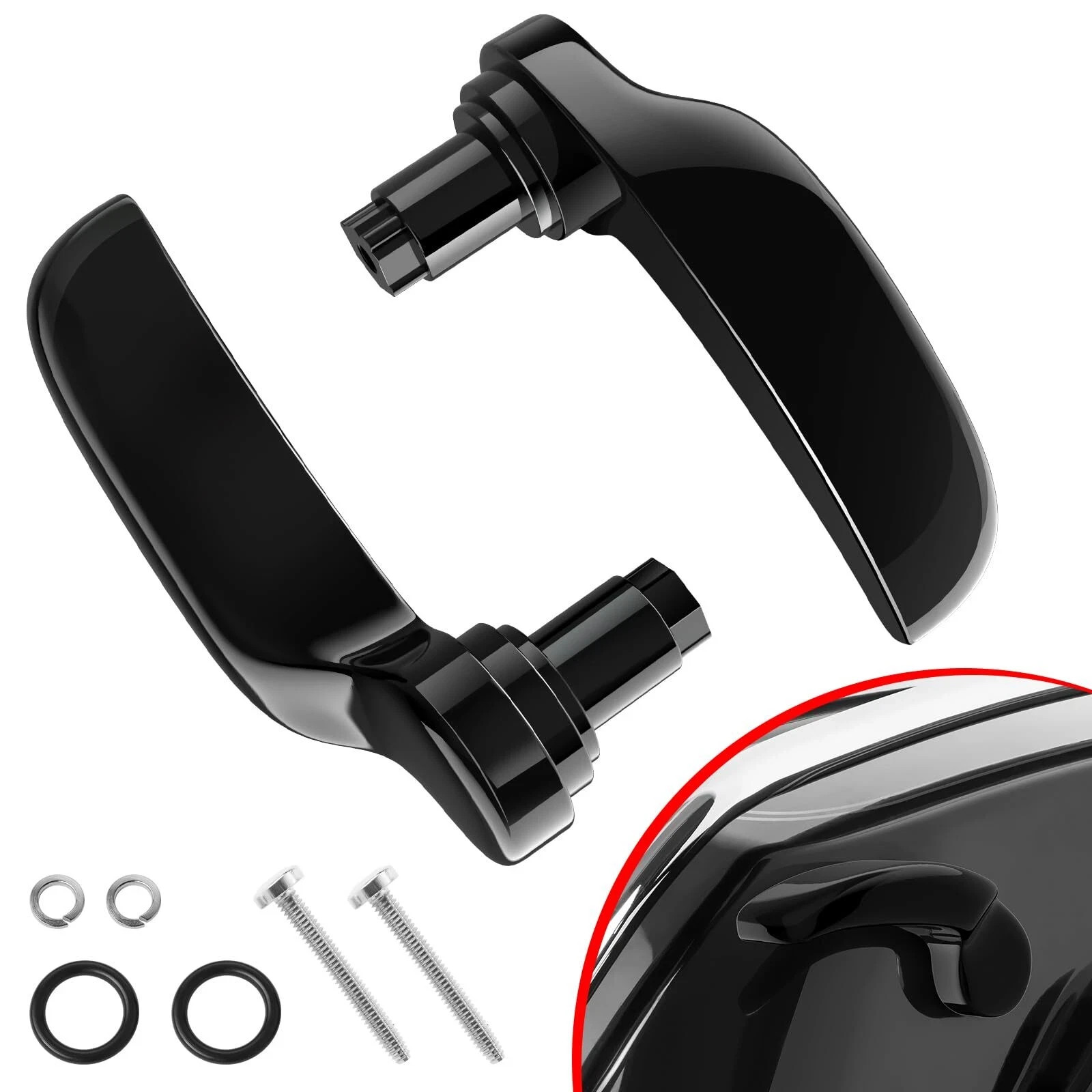 Gloss Black Saddlebag Latch Kit -Stainless Steel Saddle Bag Lifter fit for Ha…
