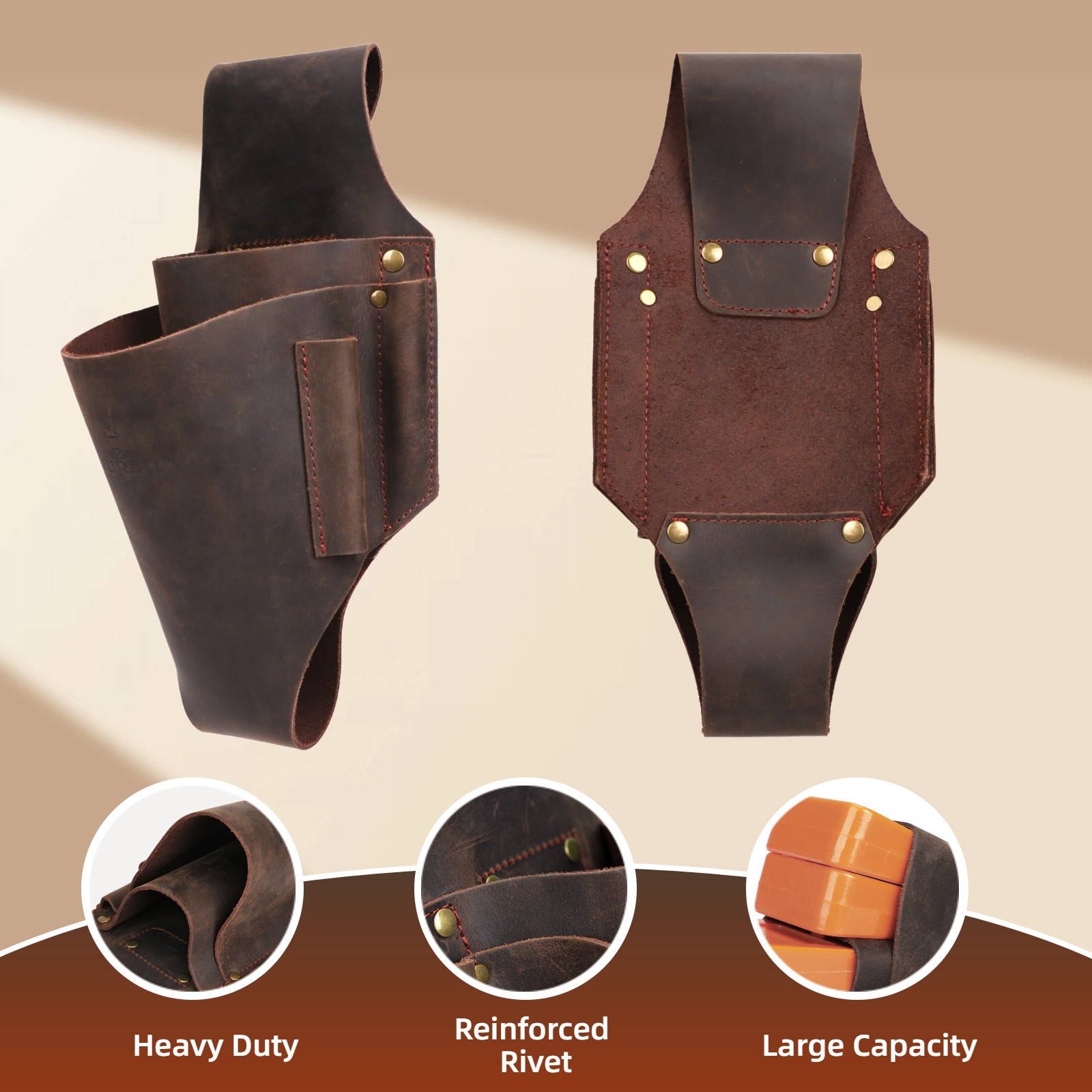 Tourbon Leather Loggers Wedge Holder Belt Pouch Felling Bucking Holster Tool Bag