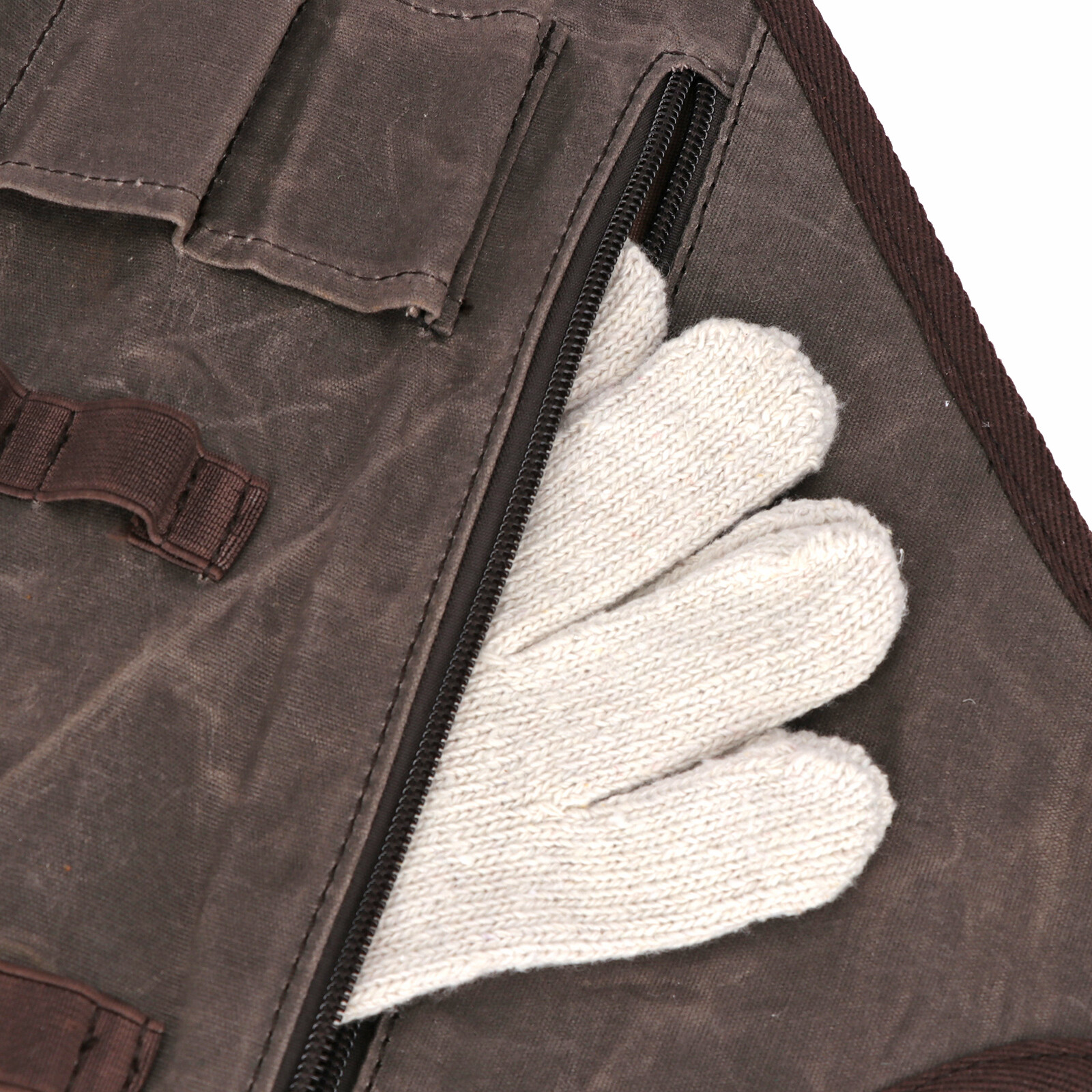 TOURBON Vintage Wax Canvas Carving Tool Organizer Bag Roll up Storage Holder