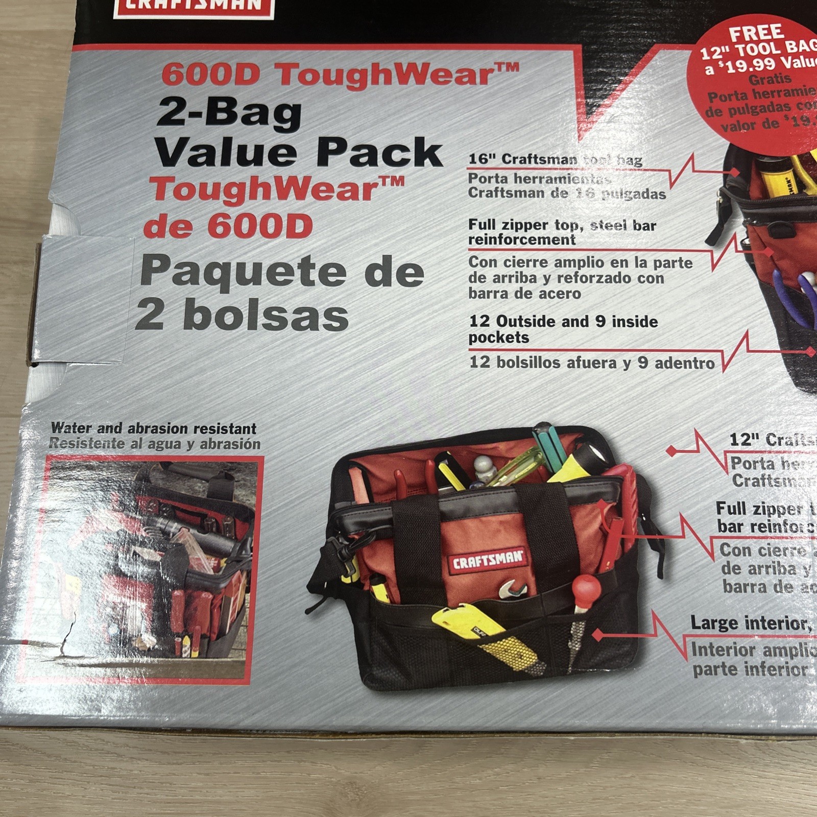 NOS Craftsman 12″ and 16″ Tool Bag 600D Toughwear Combo Set 940288.