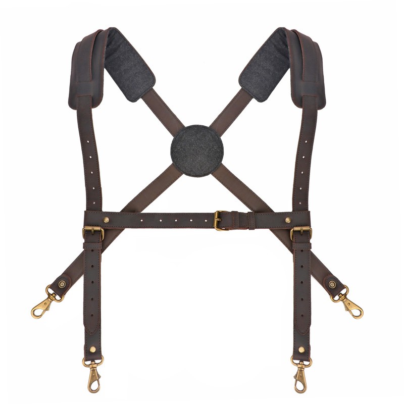 TOURBON Leather Tool Harness Suspenders Belt for Carpenter & Contractor Working
