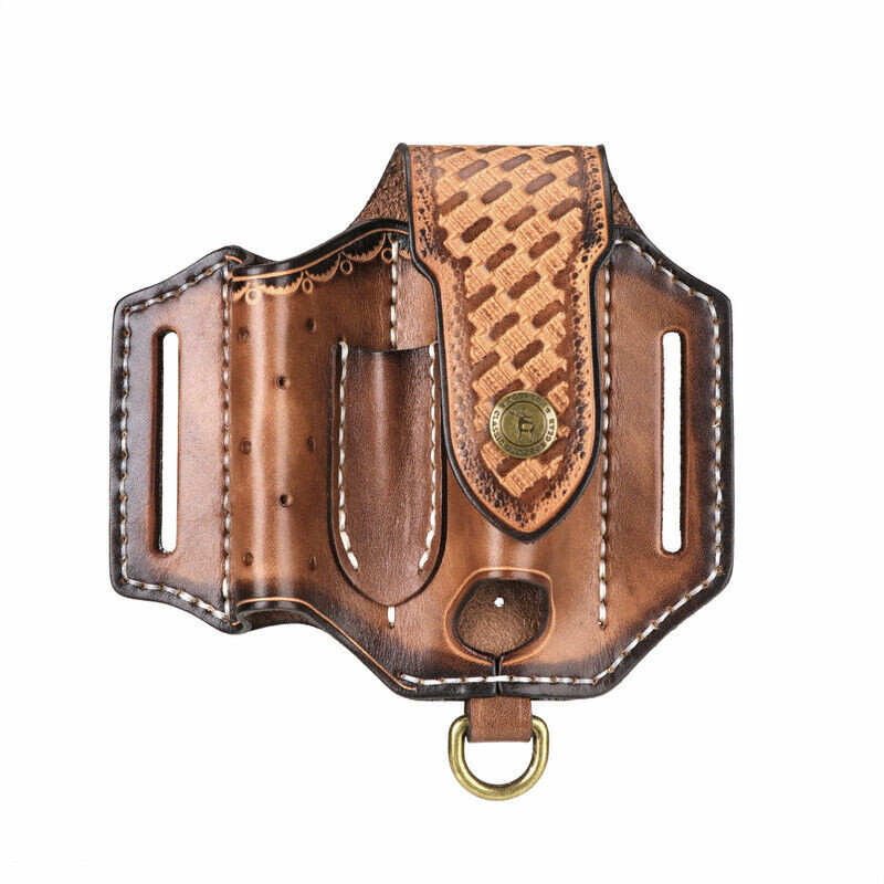Leather Pocket Knife Sheath EDC Multitool Plier Belt Pouch Tools Holster-TOURBON