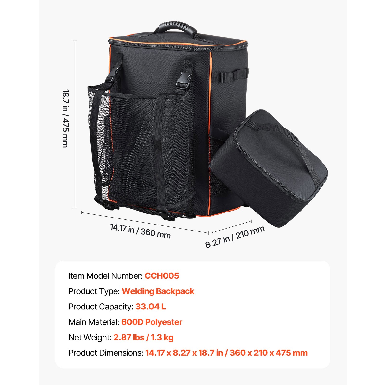 35.6L Welding Backpack 600D Polyester Welder Backpack for Tools and Helmet