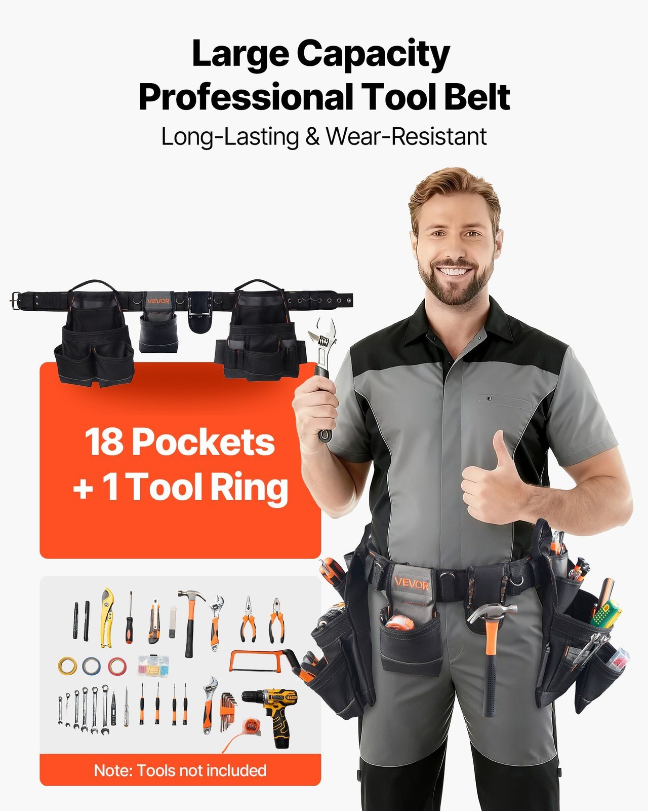 Reliable 18-Pocket Electrician Belt with Tear-Proof Stitching