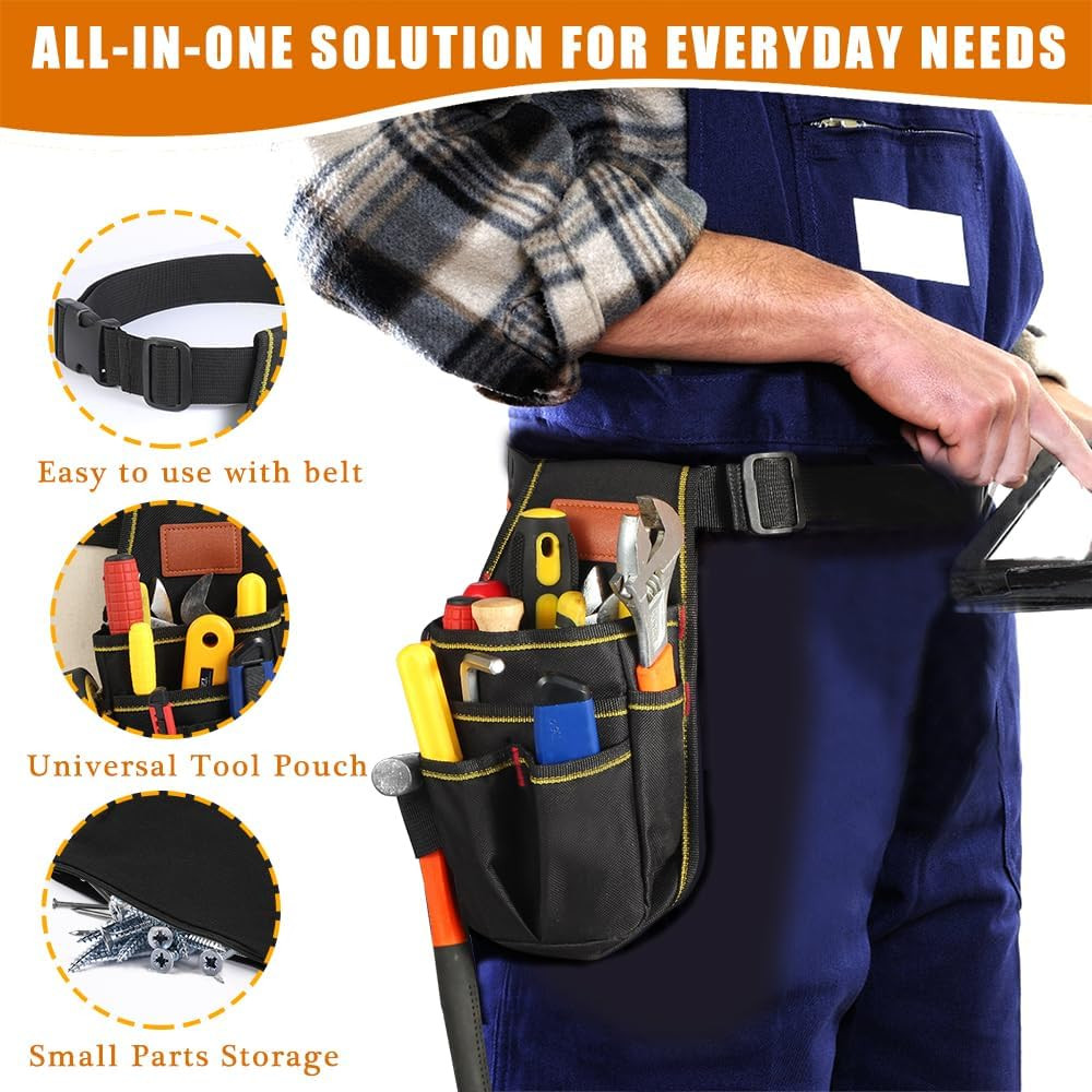 Universal Small Tool Pouch, Small Tool Bag, Tool Pouch with Belt, Industrial Gra