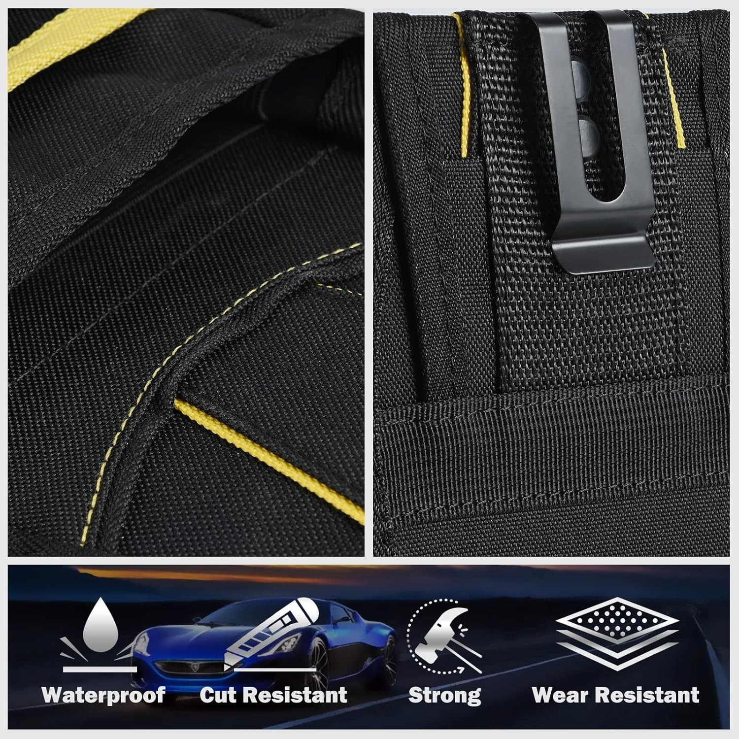 Black Tool Organizer Pouch – Durable, Heavy-Duty with Slip Closure Design
