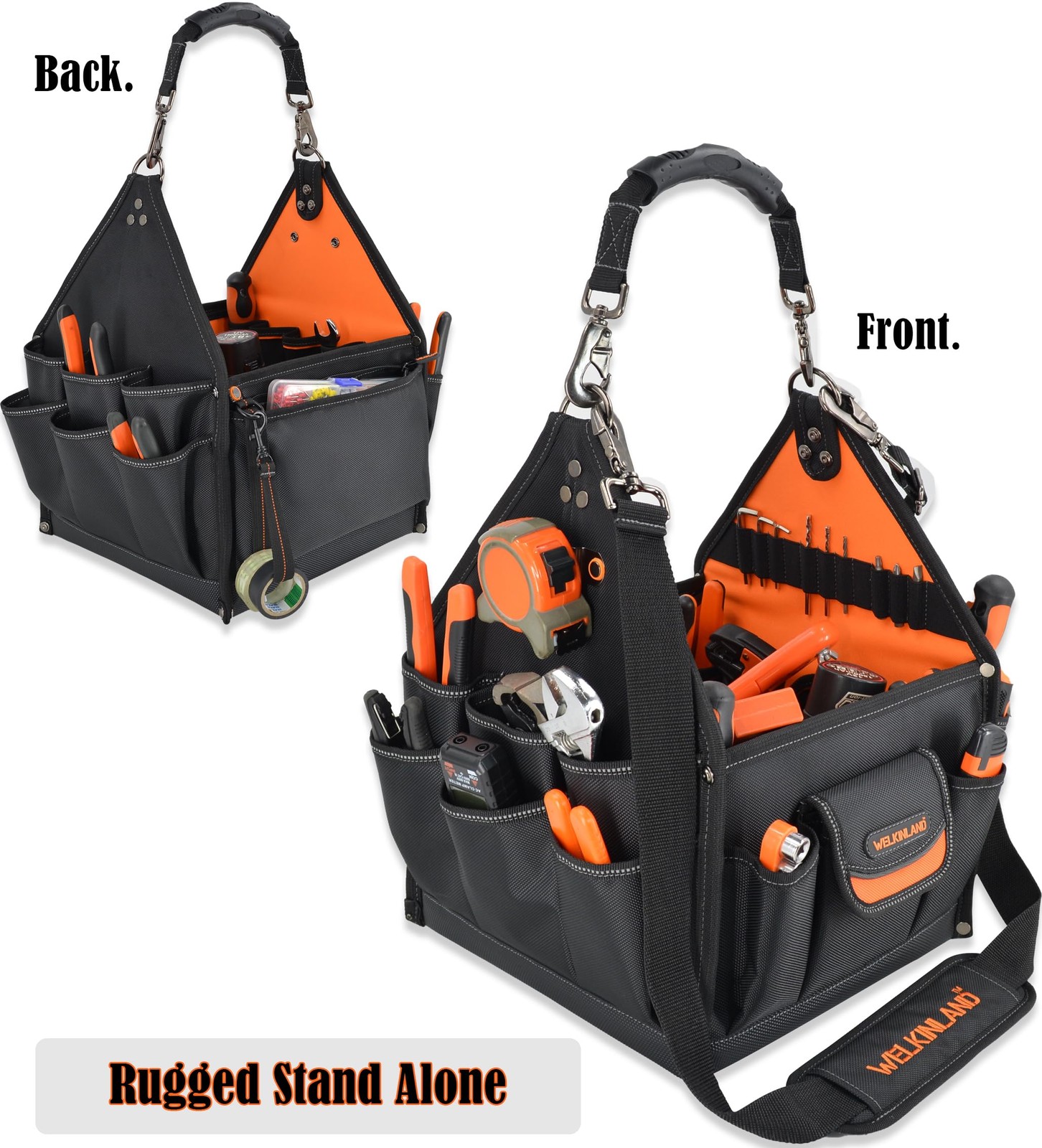 40 Pockets 25L Open Top Tool Tote Tech Tools Bag With Handle Organizer