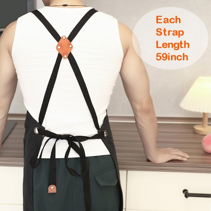Handmade Work Apron with 11 Tool Pockets, Heavy Duty Waxed Canvas Black