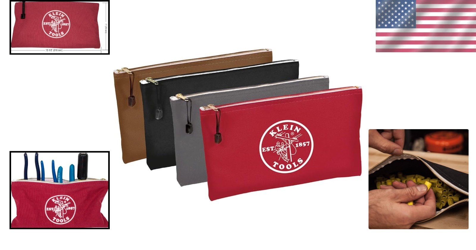Durable Canvas Tool Bags Set of 4 Zippered Utility Pouches for Home and Office