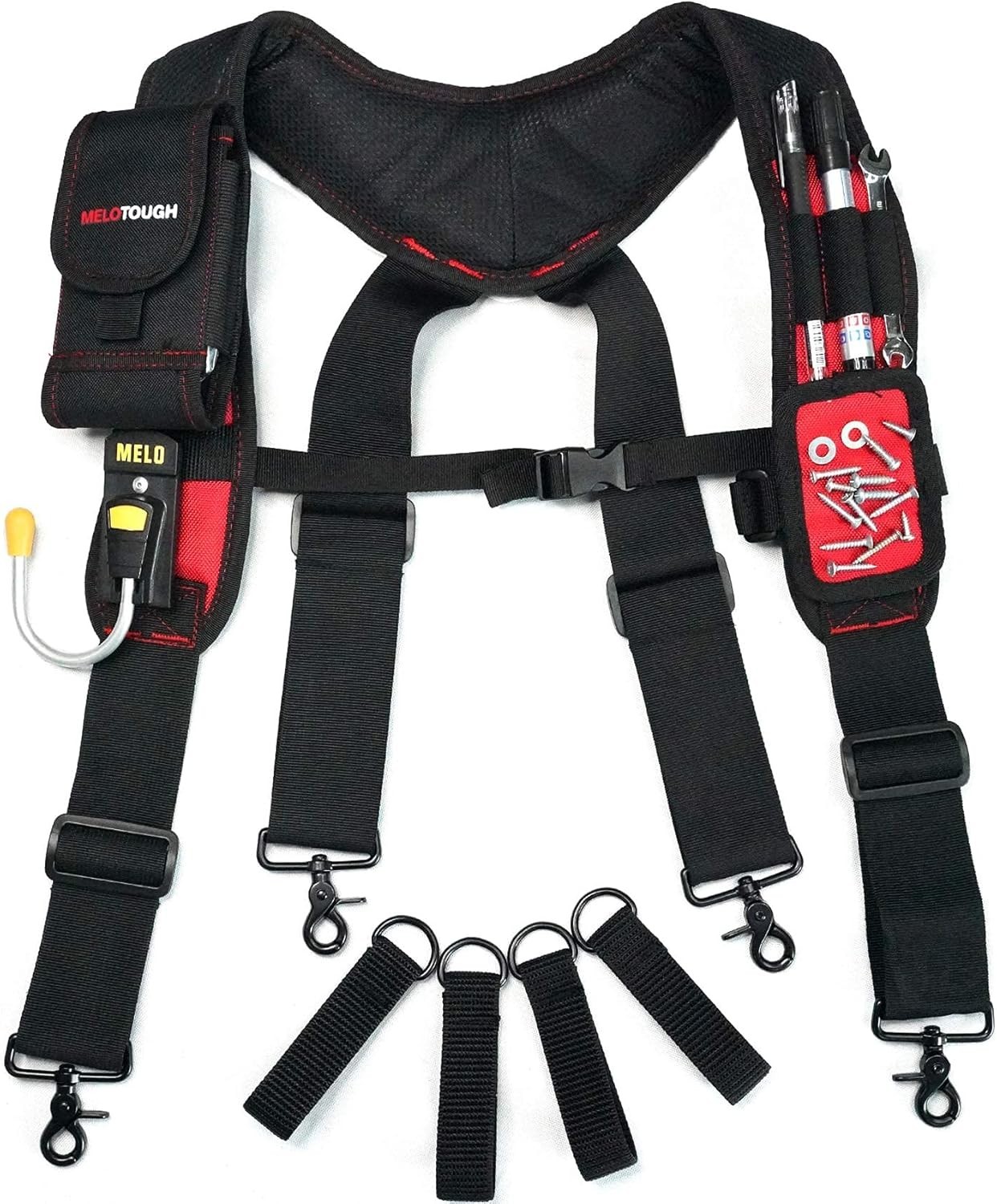 Durable Padded Work Suspenders with Magnetic Wristband