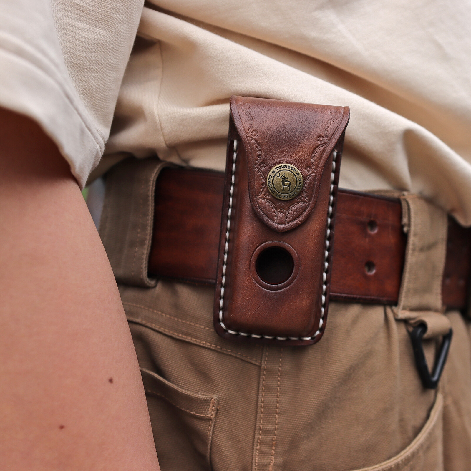 Tourbon Leather Knife Sheath for Folding Horizontal Trapper Knife Belt Holster