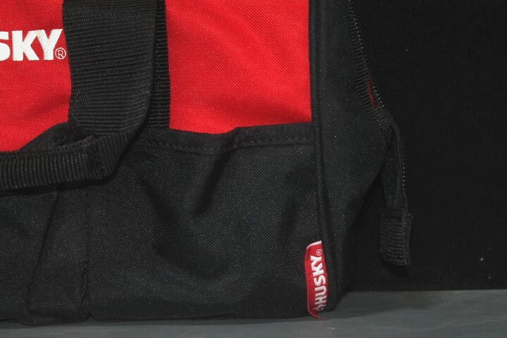 18″ Heavy-Duty Tool Bag, 14 Pockets, Zippered, Durable, OPEN BOX, Black/Red