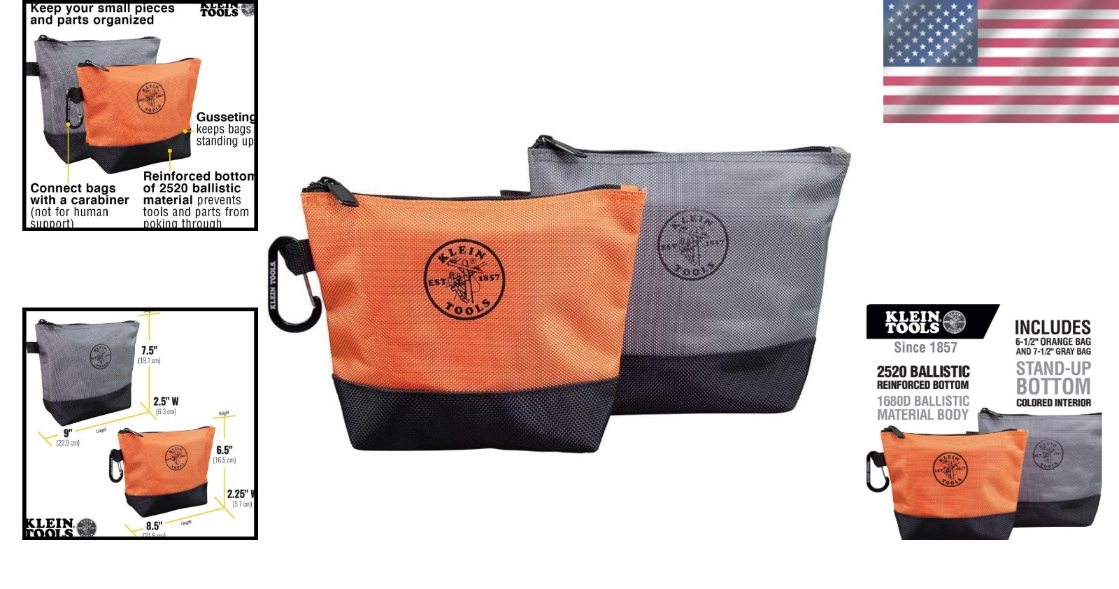 Tough Orange/Black Utility Bags: Klein Tools 55470 – 2-Pack for Professionals