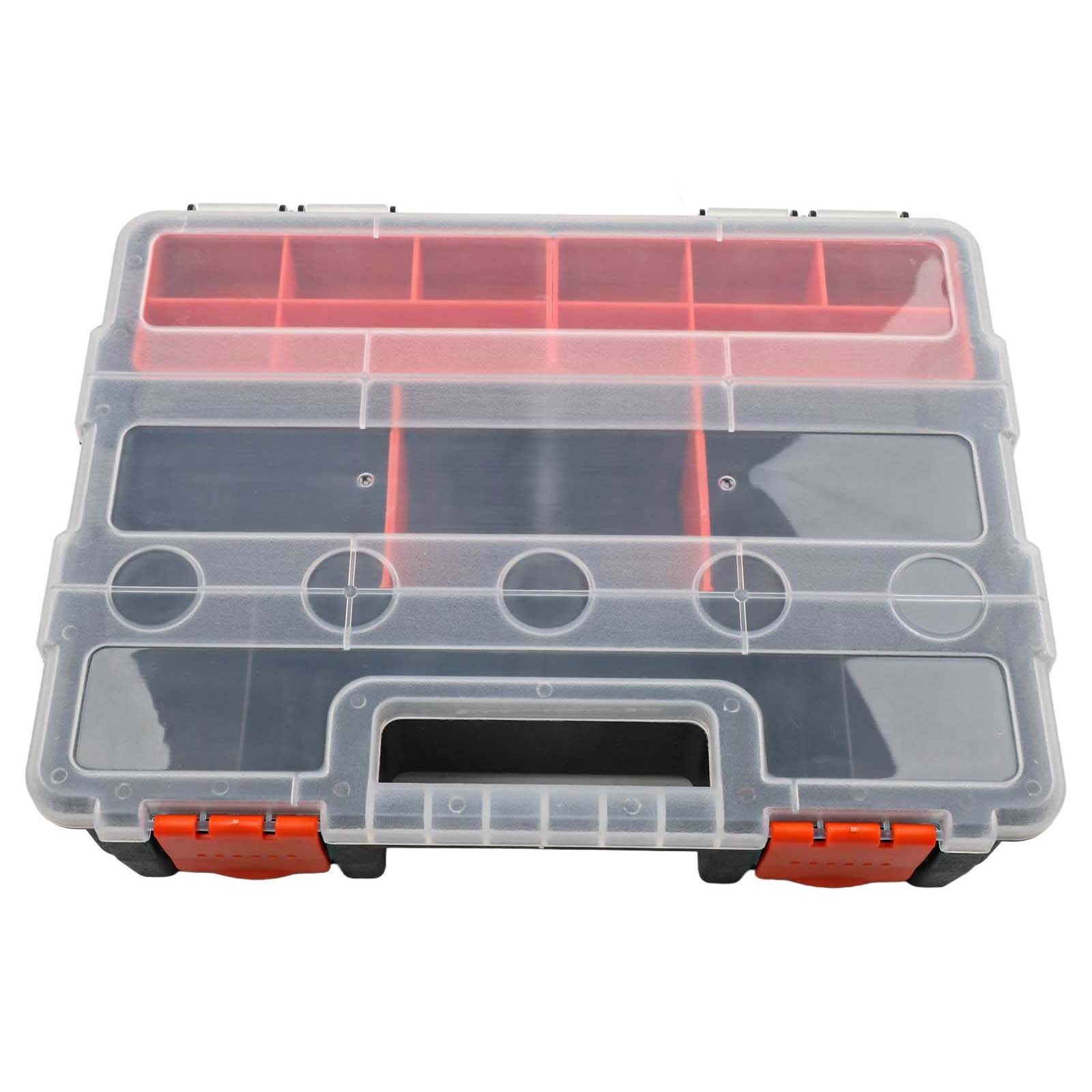 Sturdy Plastic Toolbox with Adjustable Compartments for Hardware and Parts