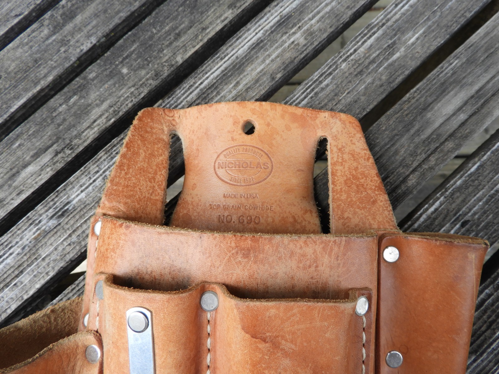 Vintage Nicholas Leather Tool Pouch No. 690 USA Electrician Lineman Holster