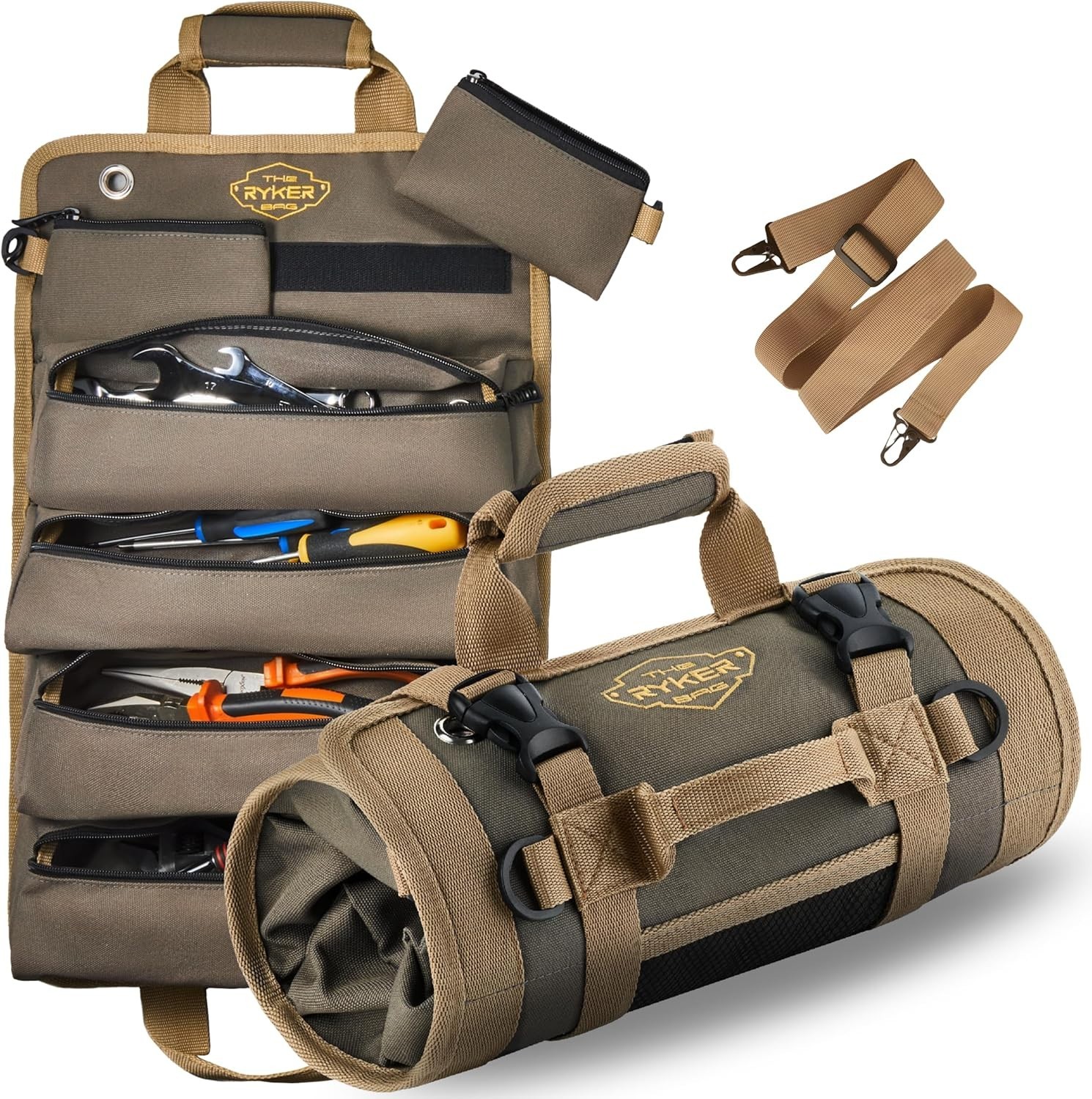 Portable Roll Tool Bag – Detachable Pouches – Gifts for Dad