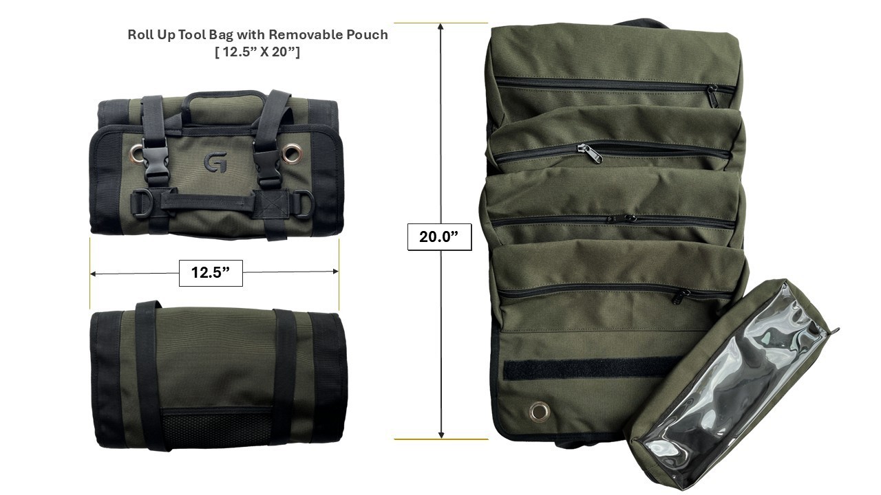 Roll up Tool Bag with Detachable Pouch