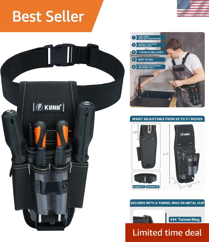 Versatile 7 Pocket Tool Holster – Heavy Duty Nylon Organizer for Technicians