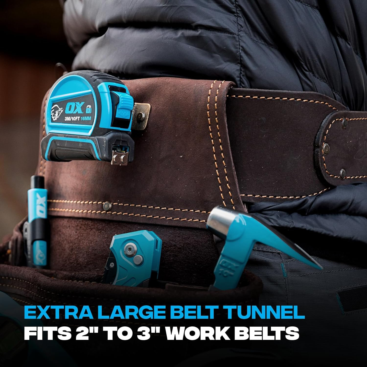 Pro Framers Leather Tool Pouch with 7 Pockets and Hammer Holder – P263203