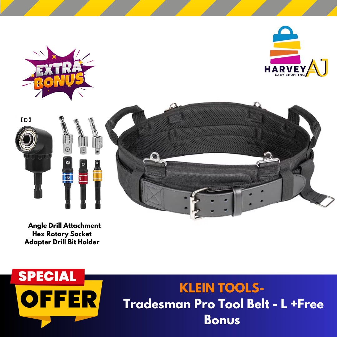Klein Tools 55919 Tradesman Pro Modular Tool Belt – L Waist 35″-39″+Free Bonus
