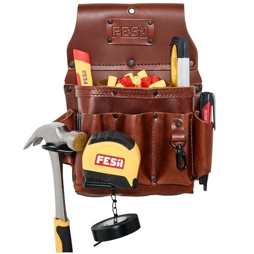 Leather Electrician Tool Pouch – 13-in-1 Top Grain Leather Electrician Cherry