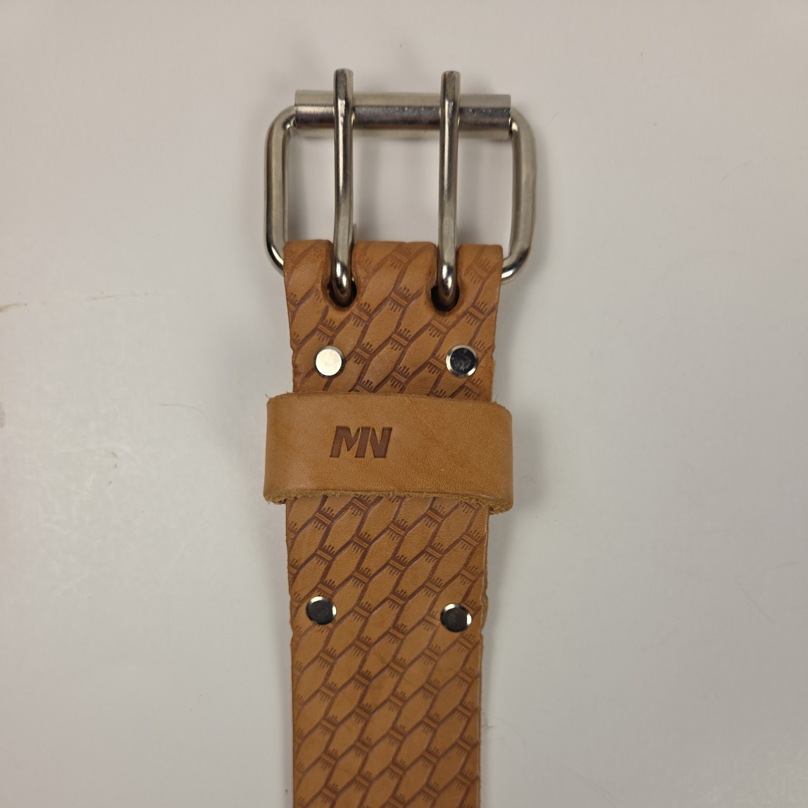 McGuire-Nicholas 2″ Leather Prof Work Belt Tool Belt in Saddle Raw Cow Hide 46”L