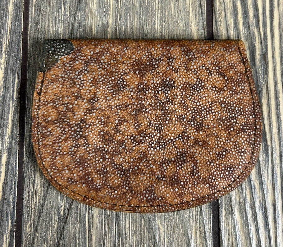 Vintage 3.75” Brown Hand Made Boy Scout Pouch With Button