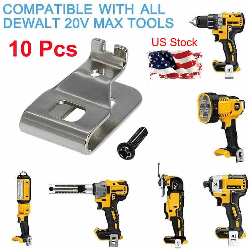 10PCS Belt Clip Hooks w/Screw for Dewalt 20V&Ridgid 18V Drill Impact Driver Tool