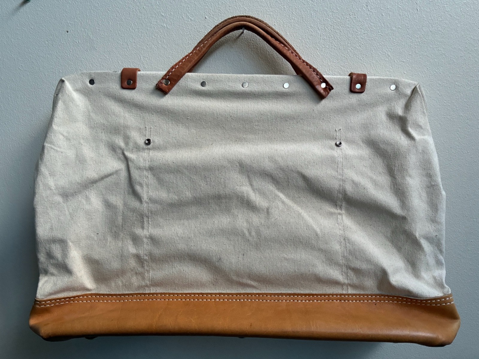 Vintage Nicholas M304 Mason Linesman Tool Bag Canvas Leather Made in USA