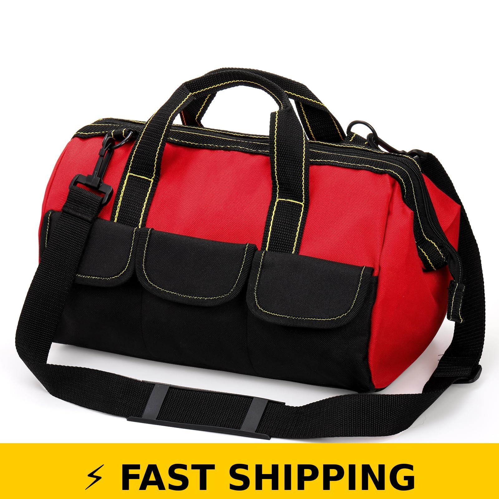 Hiceeden 16″ Wide Mouth Tool Bag – Waterproof, Red