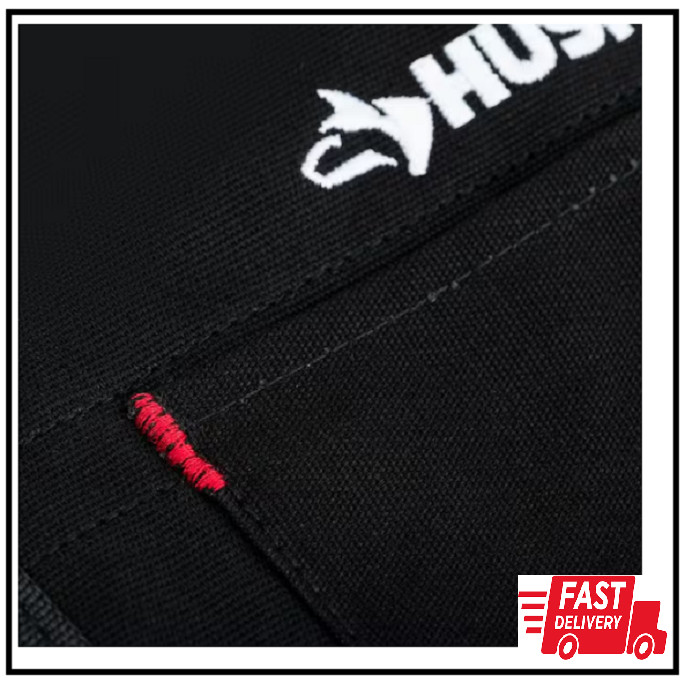 Husky Canvas Bib Tool Work Apron 23 in Quick Release Belt 16-Pocket Black
