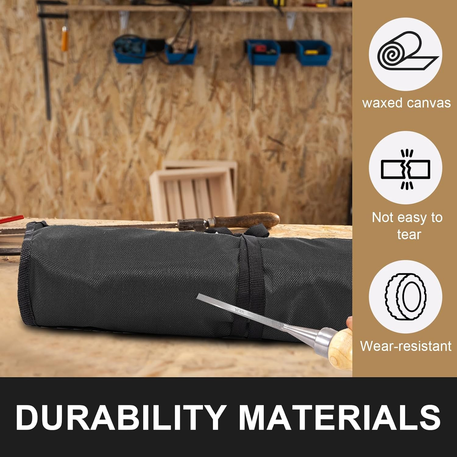 Wrench Organizer,Tool Roll Pouch – 16-Pocket Waterproof Oxford Cloth Wrench Roll