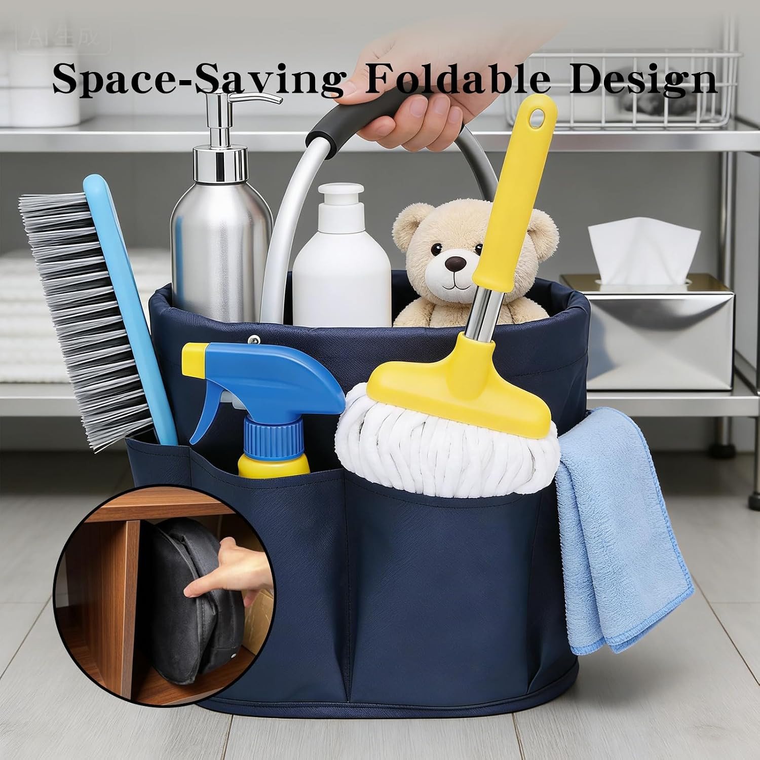 Organizador herramientas plegable 17L con 6 bolsillos y asa para hogar y jardin