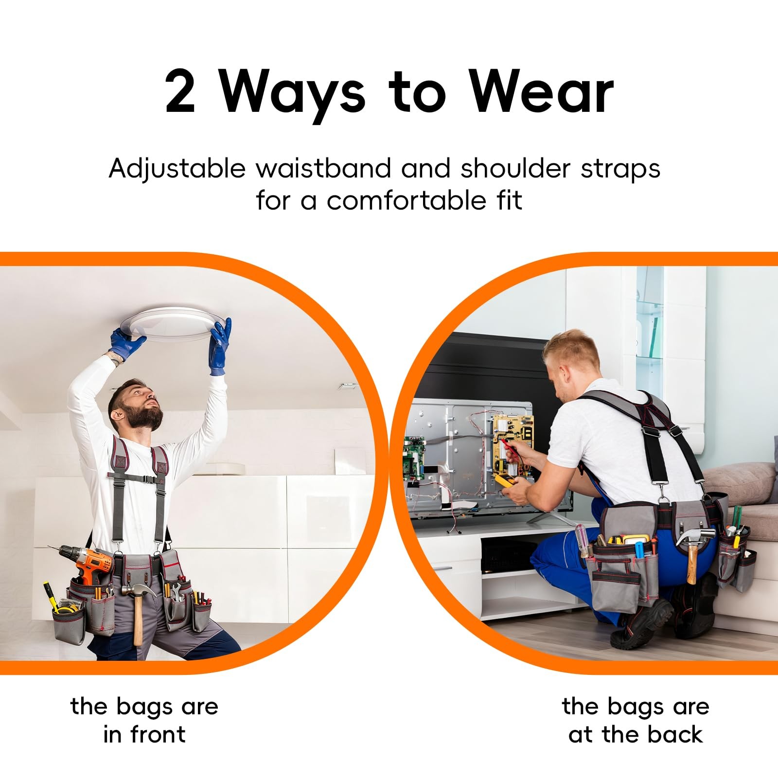 Tool Belt with Suspenders Pouches Pockets Hammer Loop for Men