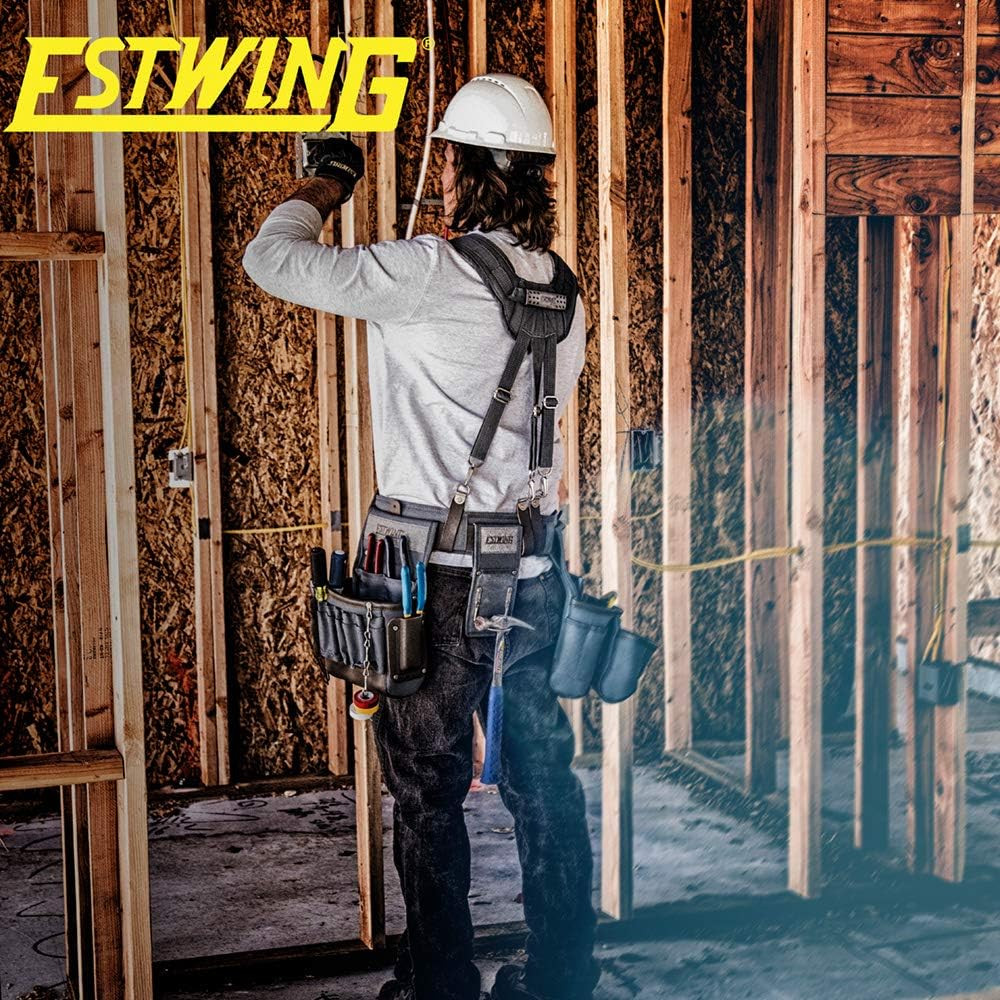 Cooling Mesh Padded Tool Belt Suspenders, Durable, Steel Hardware, Chest Strap,