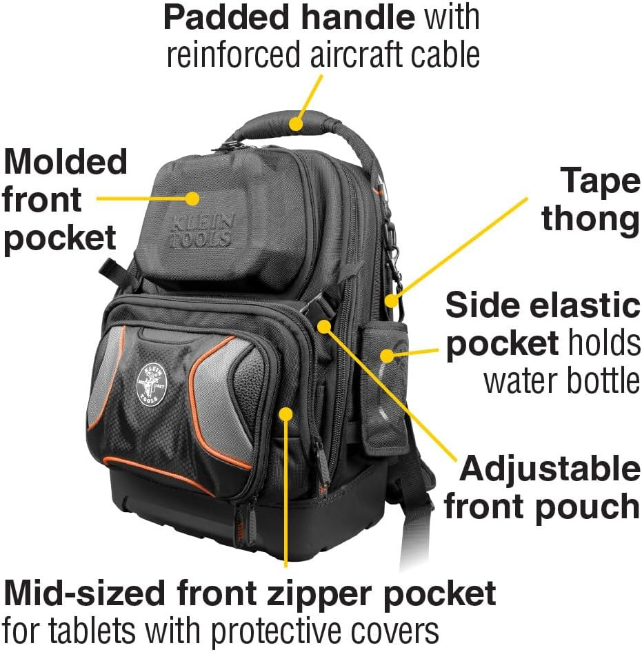 48-Pocket Electrician Tool Backpack with 11-in-1 Screwdriver & Nut Driver