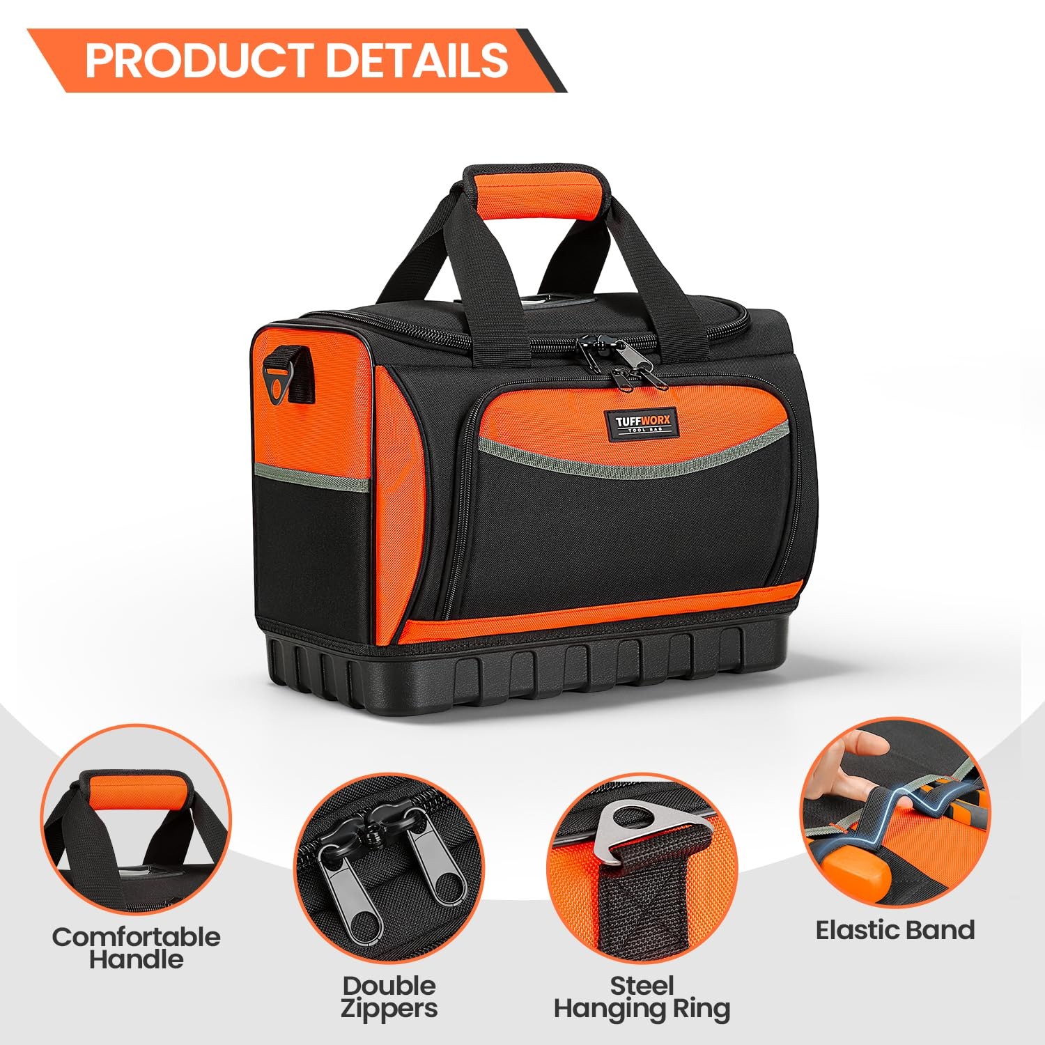 Tool Bag, Large Tool Organizer Bag with 18 Pockets,15.7x 11.4x 9.8 inch, Heav…