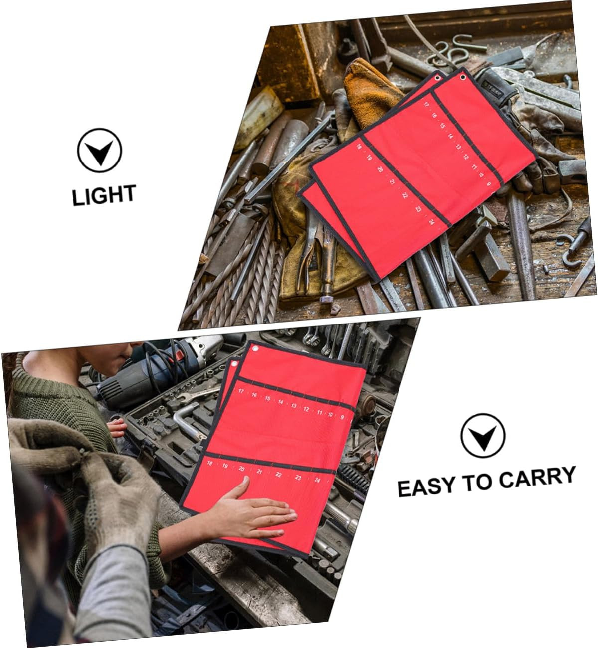 Homoyoyo 2Pcs Tool Roll Bag High Grade Canvas Electrician Storage Holder Wrench