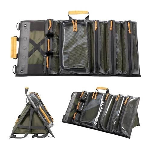 Heavy Duty Roll Up Tool Bag Organizer with Kickstand, 7 Pockets, Adjustable
