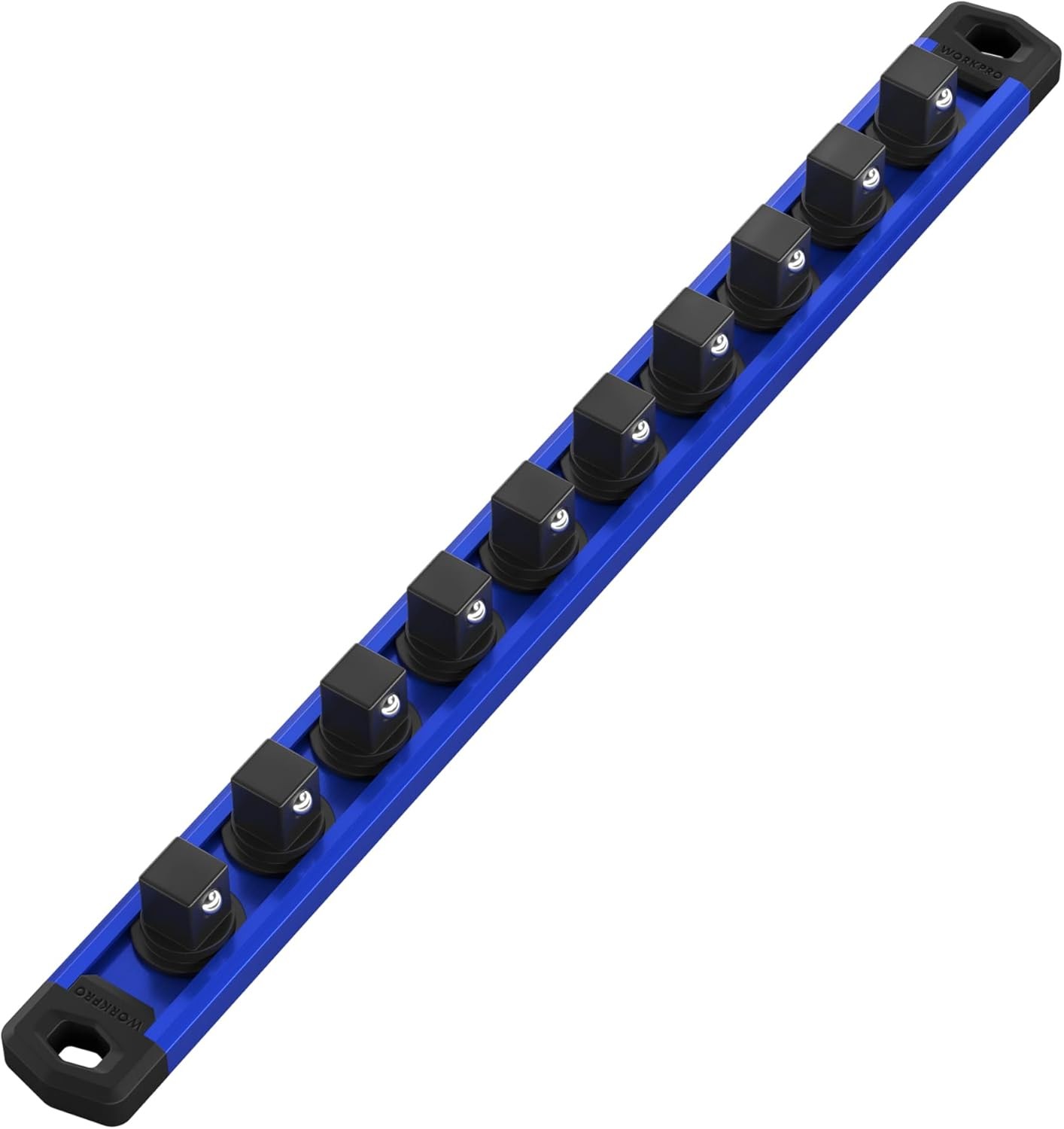 WORKPRO Magnetic Socket Organizer, 3/8-Inch Drive Aluminum Alloy 3/8 DR, Blue