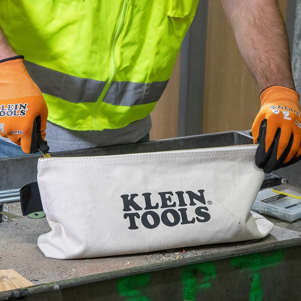 KLEIN TOOLS 62042 16-Inch Zipper Bag, Extra Long, No. 10 Canvas, Heavy Duty Tool