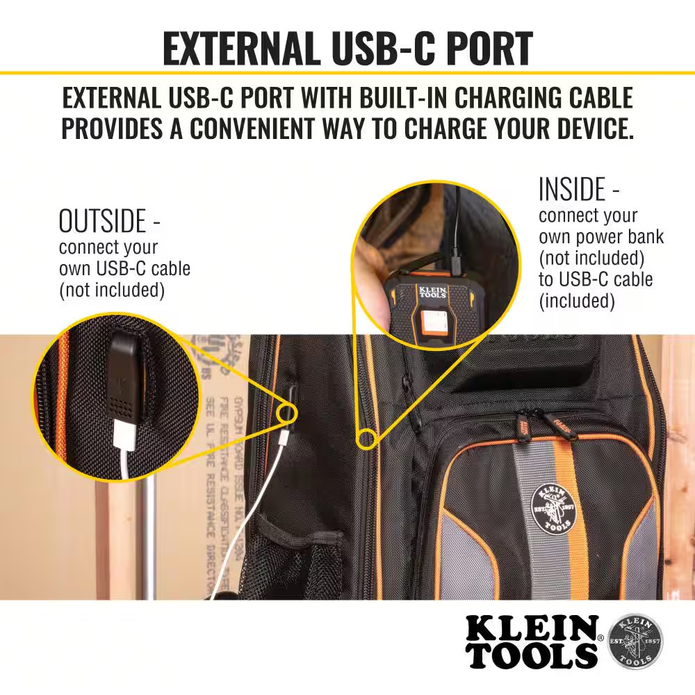 Tradesman Pro 20 in. XL Tech Tool Bag 28 Pockets Back Pack With Zipper Nylon