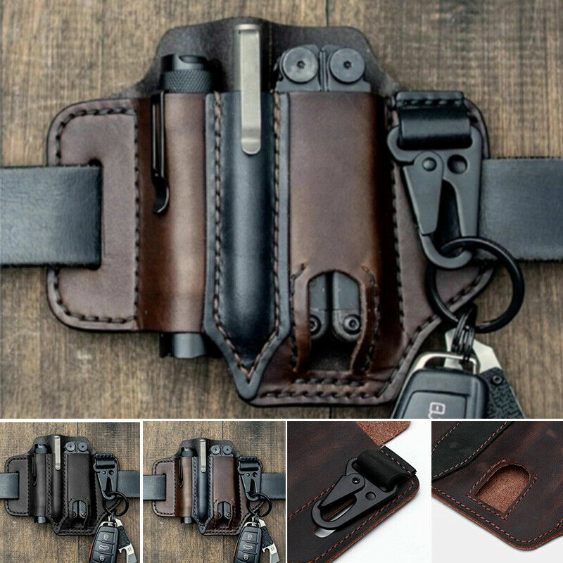 Handmade Multitool Leather Sheath EDC Pocket Organizer Tool Holder for Camping