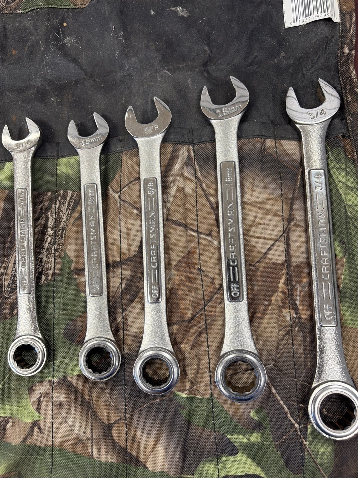 Craftsman Camouflage 14 Ratcheting Wrench USA SAE & MMM Roll-up Pouch # 40988