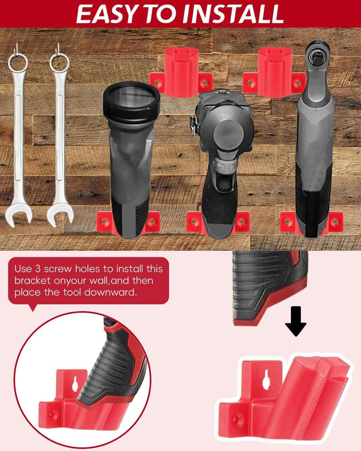 6-Pack Tool Holder Compatible with Milwaukee M12 12V Power Tools, Wall Mount Org