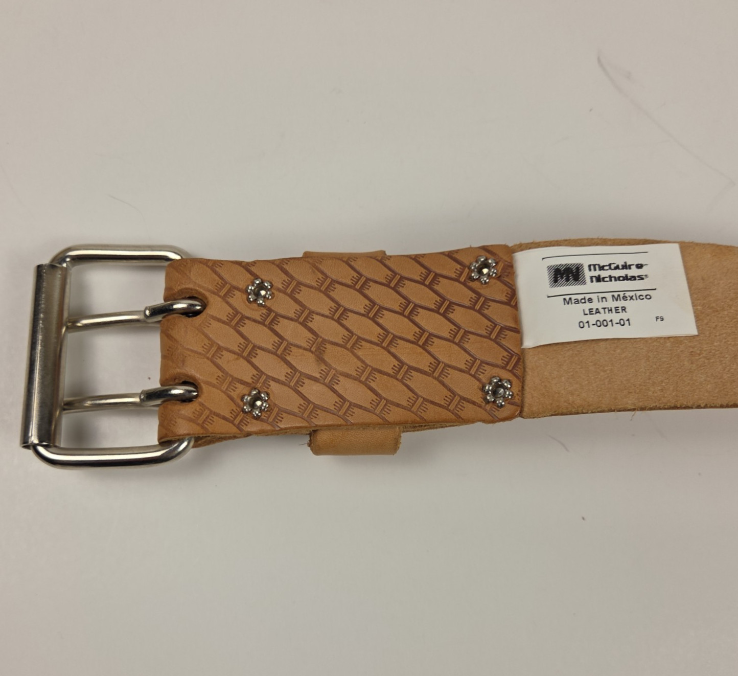 McGuire-Nicholas 2″ Leather Prof Work Belt Tool Belt in Saddle Raw Cow Hide 46”L