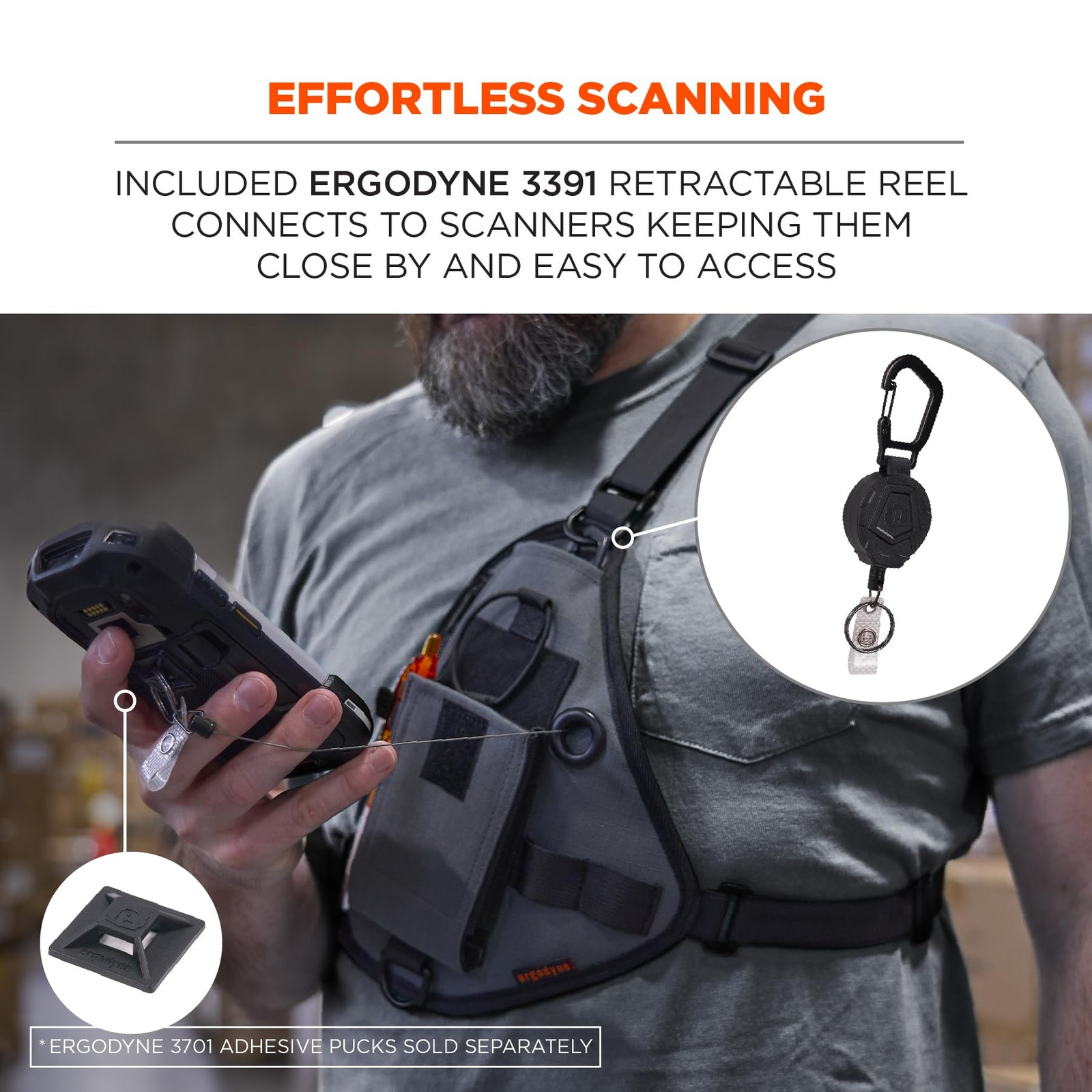 Squids 3145 Barcode Scanner Cross Body Chest Holster for Mobile Computers
