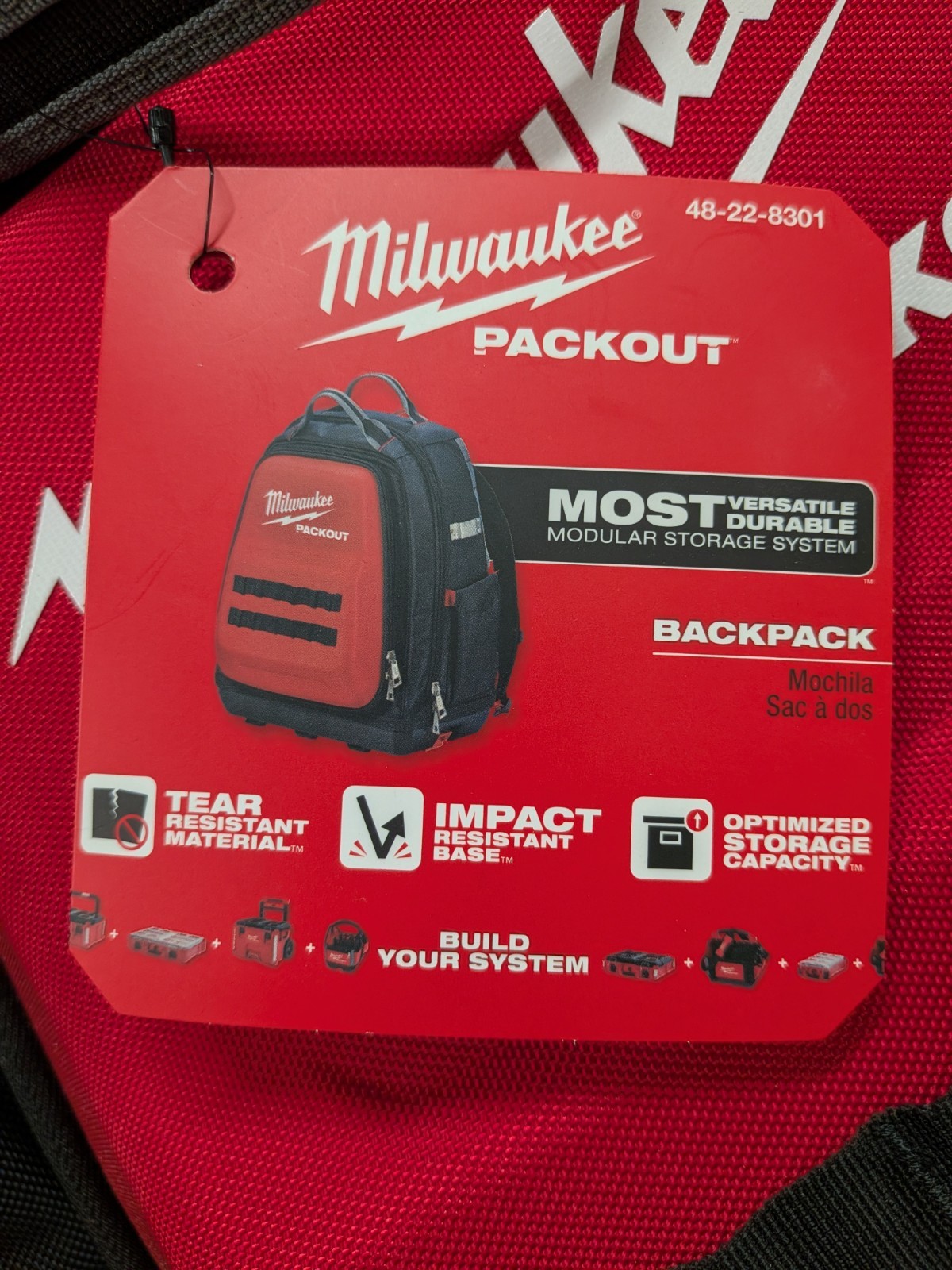 Milwaukee 48-22-8301 48-Pocket Tear-Resistant PACKOUT Modular Storage Backpack