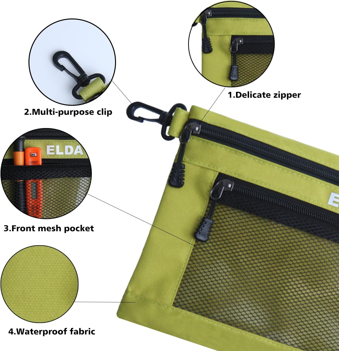 ELDA Tool Bag w/Zipper Organize&Storage for Men Heavy Duty Tool Pouch pencil bag